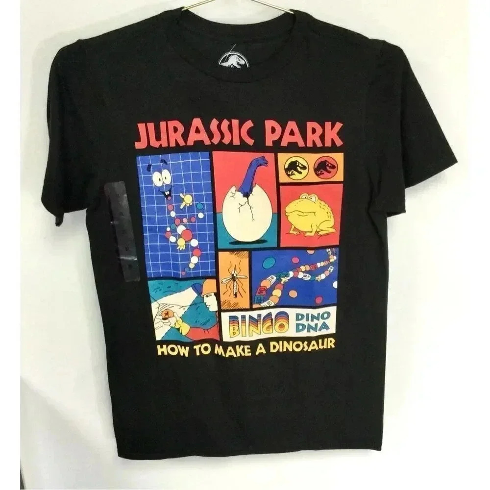 NWT Jurassic Park Unisex Kids Black Short Sleeve Crew Neck Graphic Tee Size XL